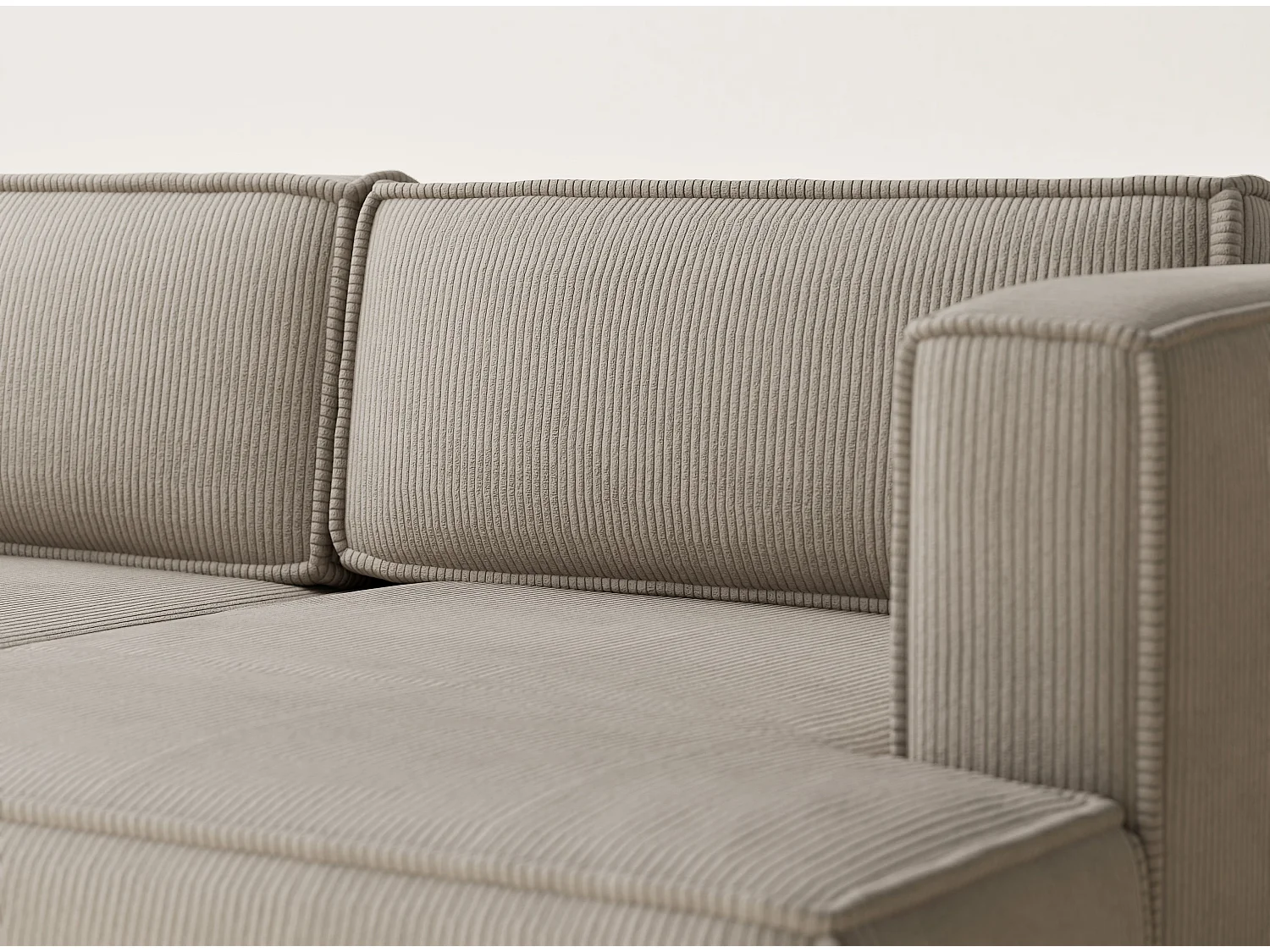 Canapé d'angle droit avec fonction lit en velours beige foncé VELTO