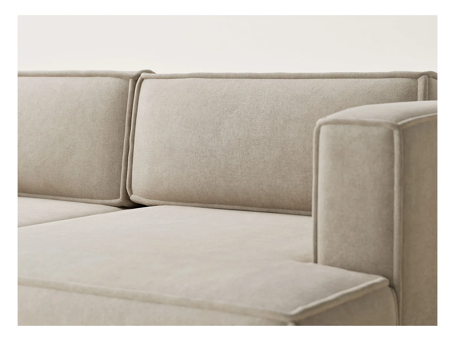 Canapé d'angle droit avec fonction lit en tissu chenille beige VELTO