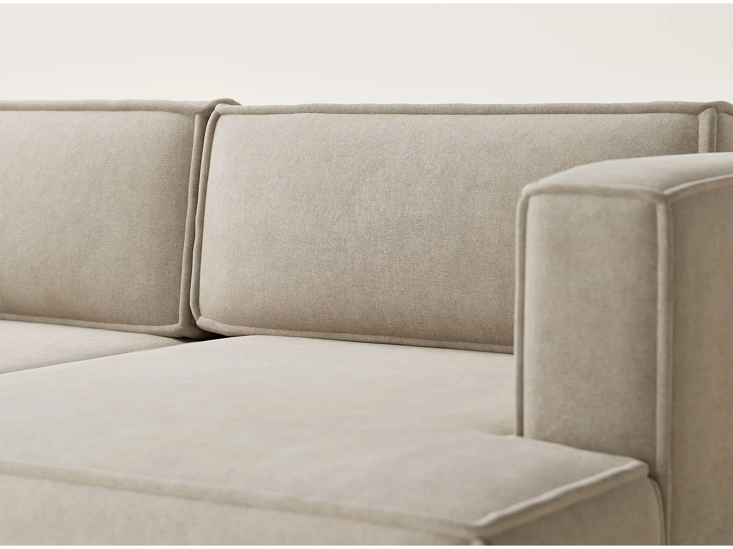 Canapé d'angle droit avec fonction lit en tissu chenille beige VELTO