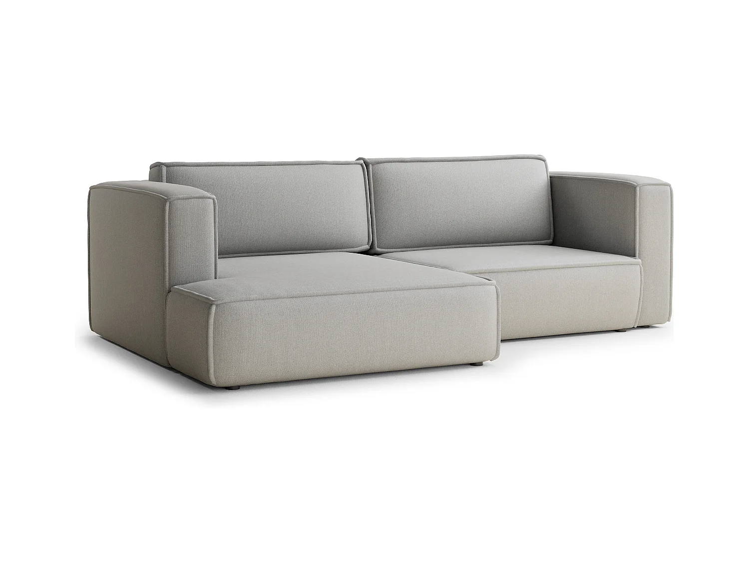 Canapé d'angle gauche avec fonction lit en tissu tressé beige gris VELTO