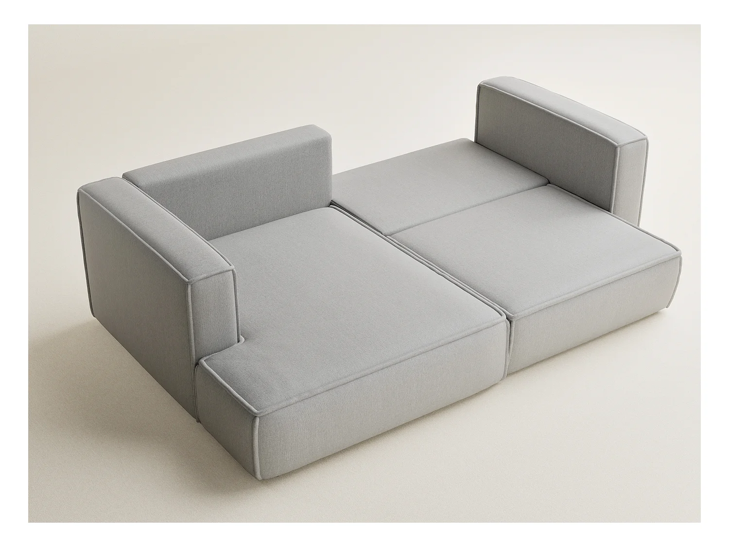 Canapé d'angle gauche avec fonction lit en tissu tressé beige gris VELTO