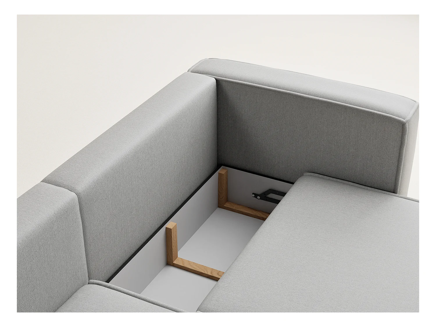 Canapé d'angle gauche avec fonction lit en tissu tressé beige gris VELTO