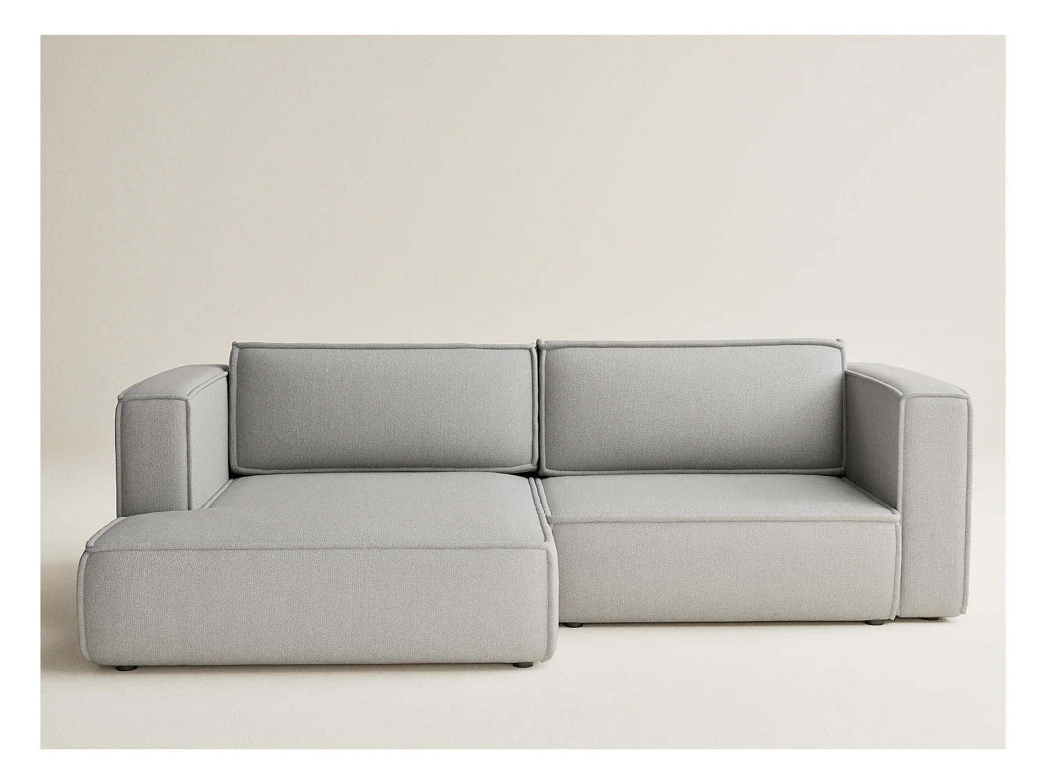 Canapé d'angle gauche avec fonction lit en tissu tressé beige gris VELTO