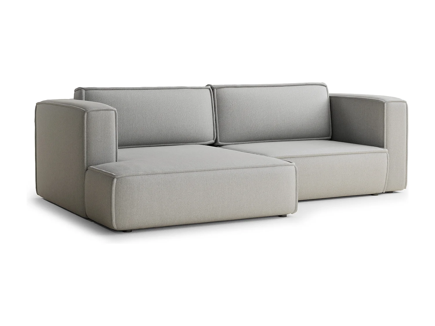 Canapé d'angle gauche avec fonction lit en tissu tressé beige gris VELTO