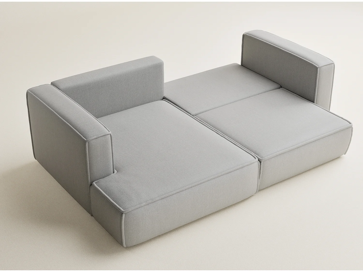 Canapé d'angle gauche avec fonction lit en tissu tressé beige gris VELTO