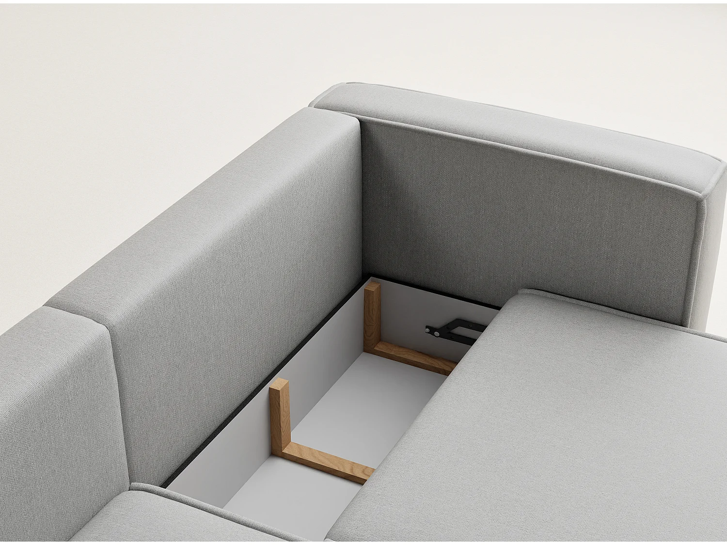 Canapé d'angle gauche avec fonction lit en tissu tressé beige gris VELTO