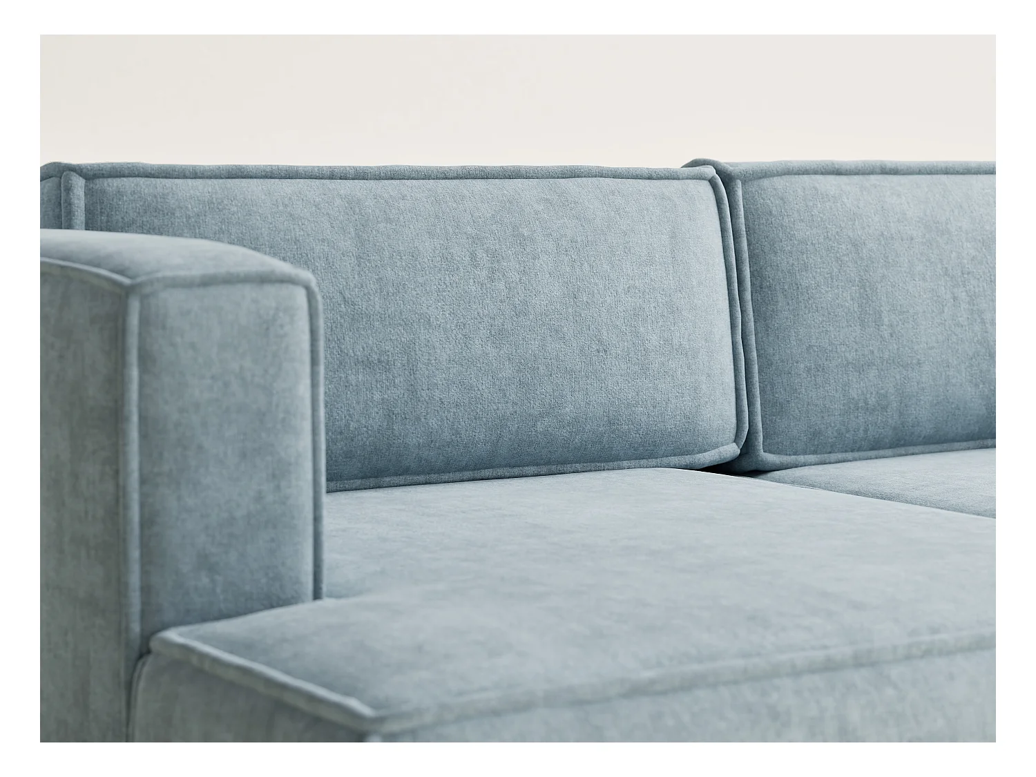 Canapé d'angle gauche avec fonction lit en tissu chenille bleu clair VELTO