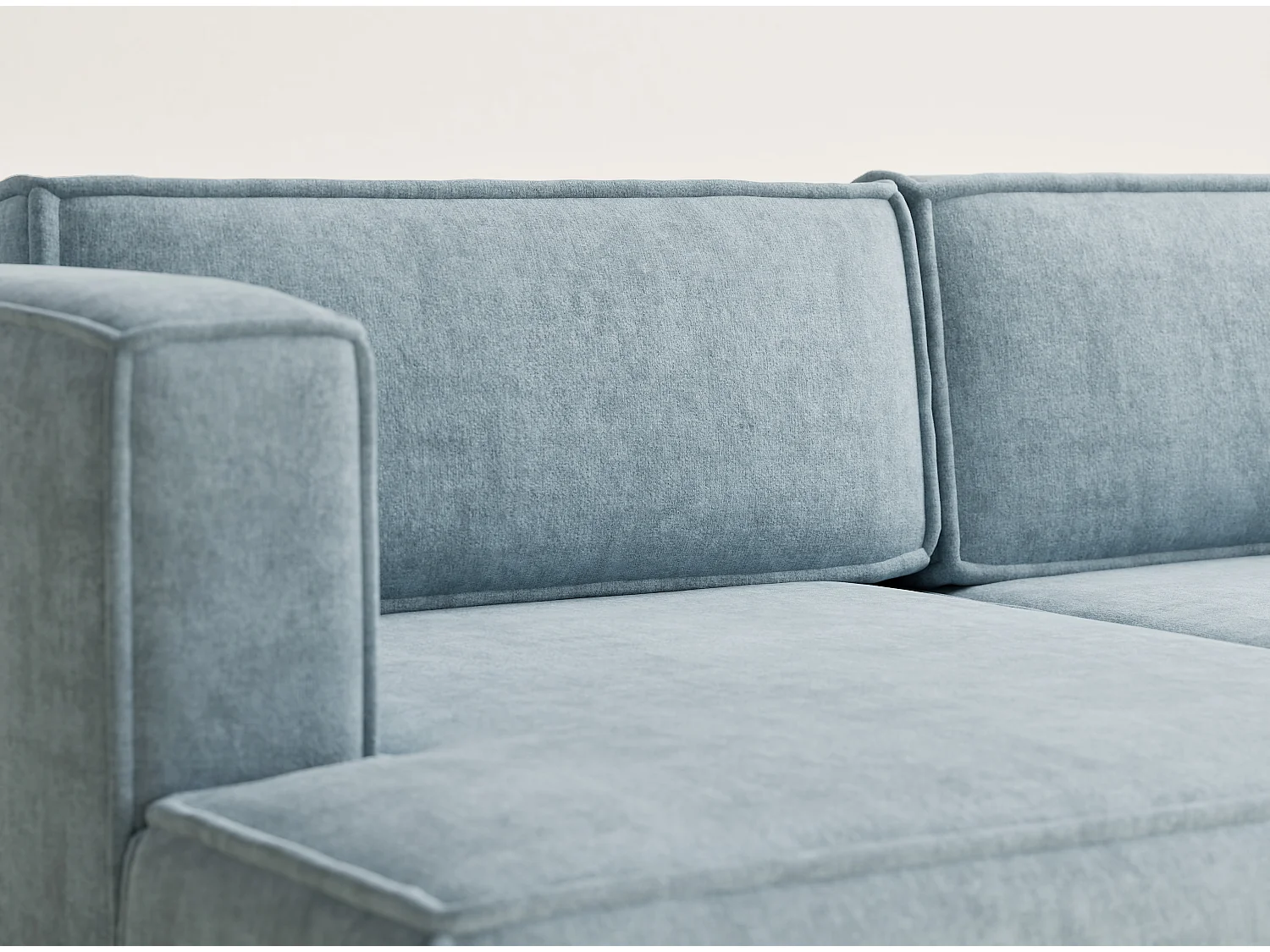 Canapé d'angle gauche avec fonction lit en tissu chenille bleu clair VELTO