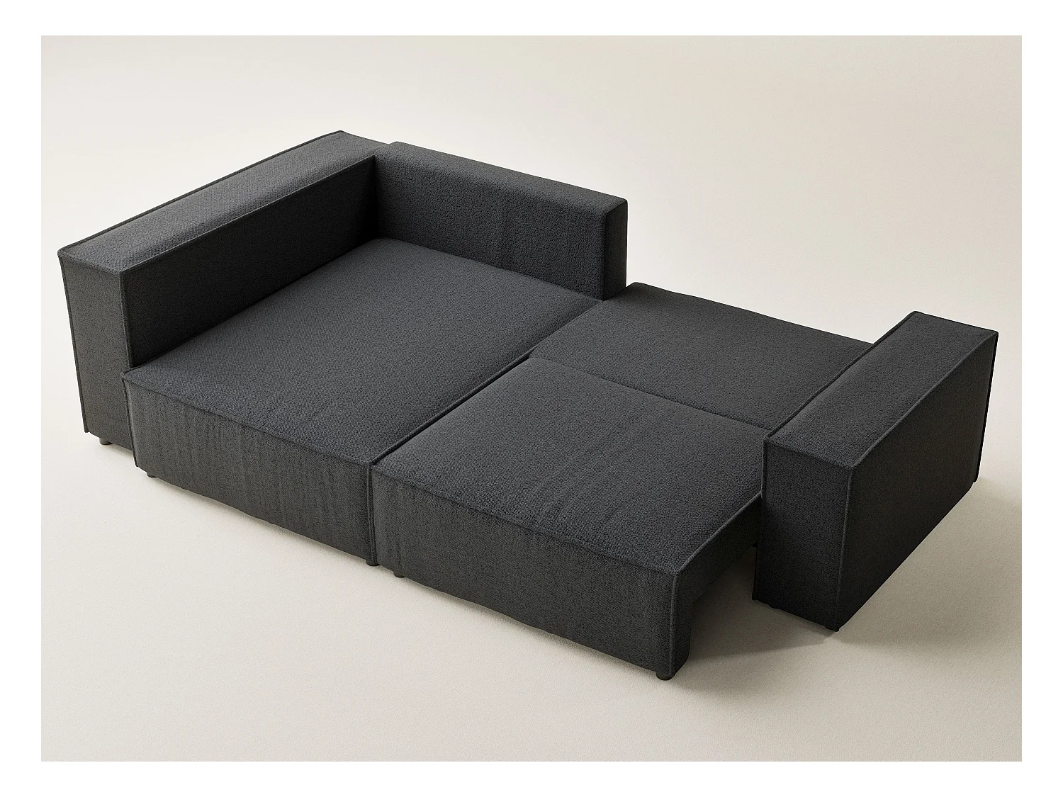 Canapé d'angle gauche avec fonction lit en tissu tressé graphite TONGA