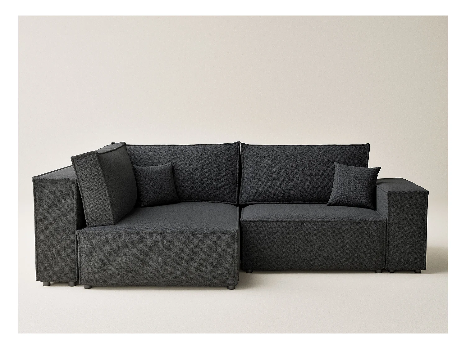 Canapé d'angle gauche avec fonction lit en tissu tressé graphite TONGA