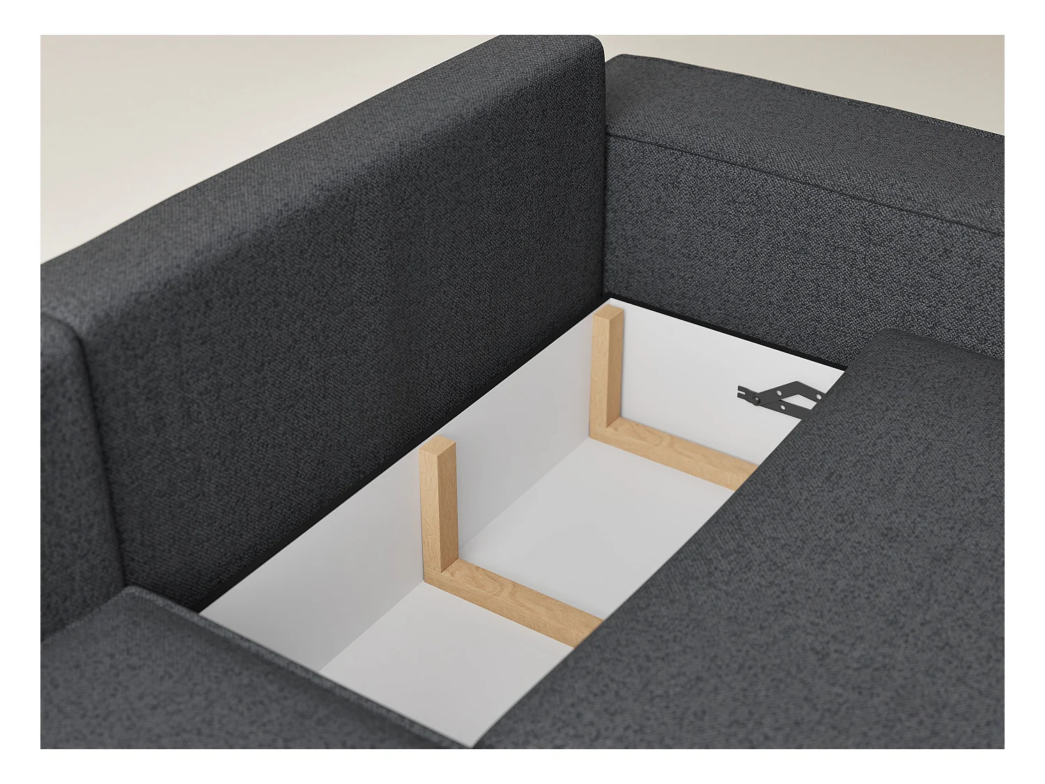 Canapé d'angle gauche avec fonction lit en tissu tressé graphite TONGA