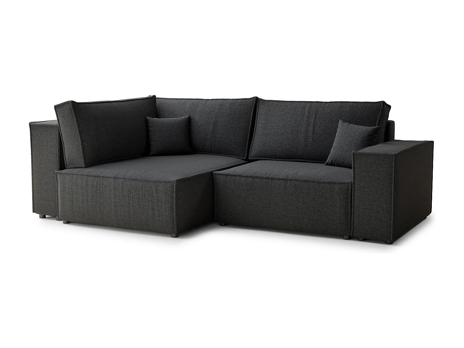 Canapé d'angle gauche avec fonction lit en tissu tressé graphite TONGA