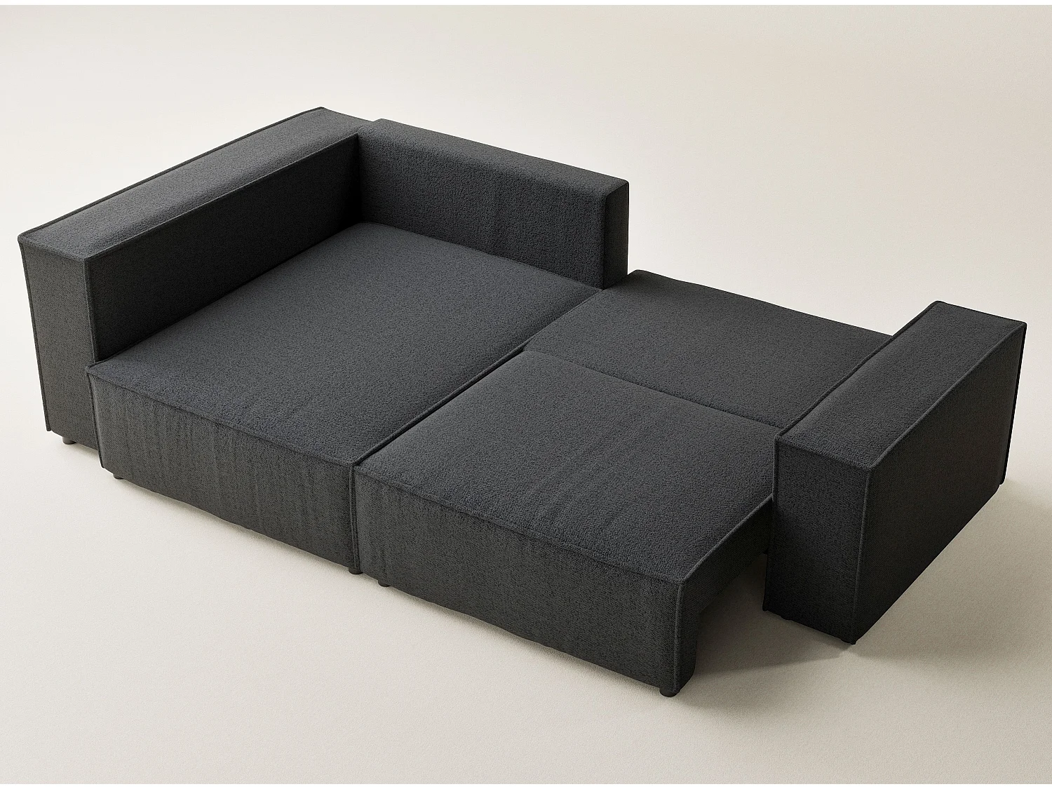 Canapé d'angle gauche avec fonction lit en tissu tressé graphite TONGA