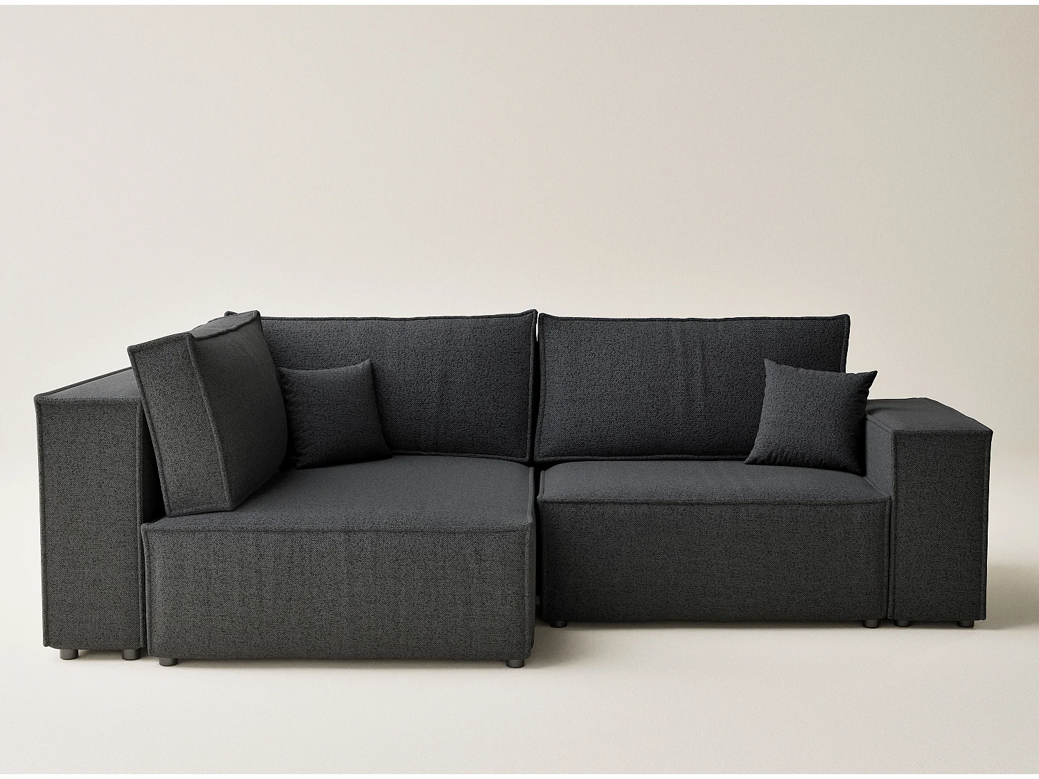 Canapé d'angle gauche avec fonction lit en tissu tressé graphite TONGA