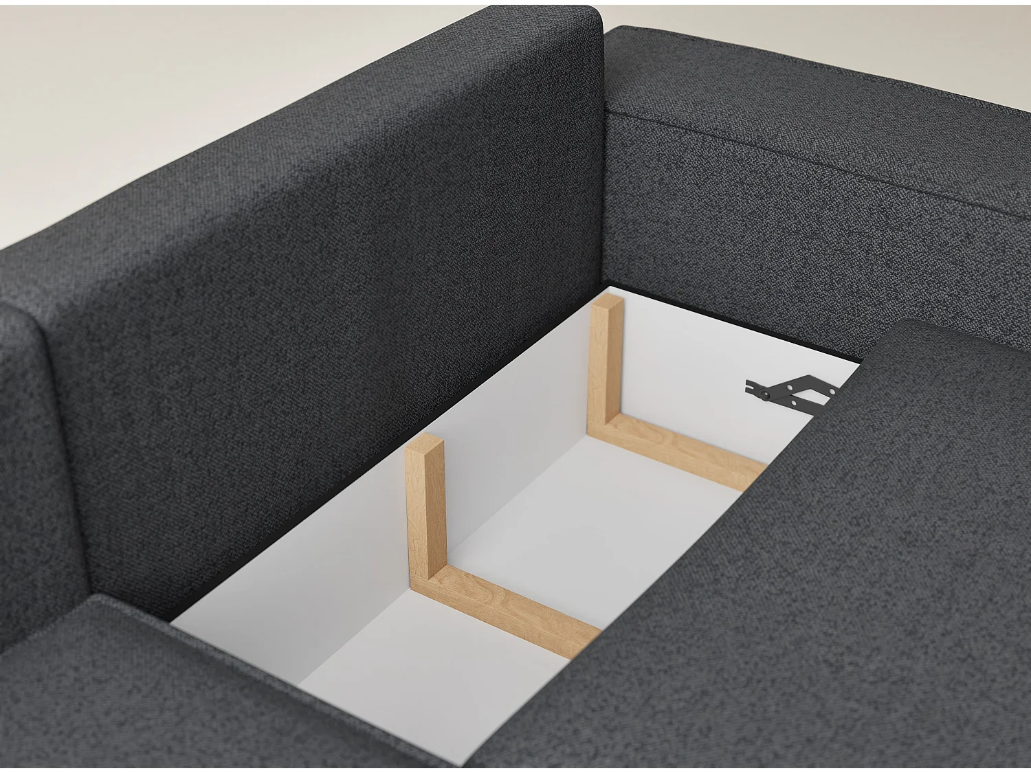 Canapé d'angle gauche avec fonction lit en tissu tressé graphite TONGA