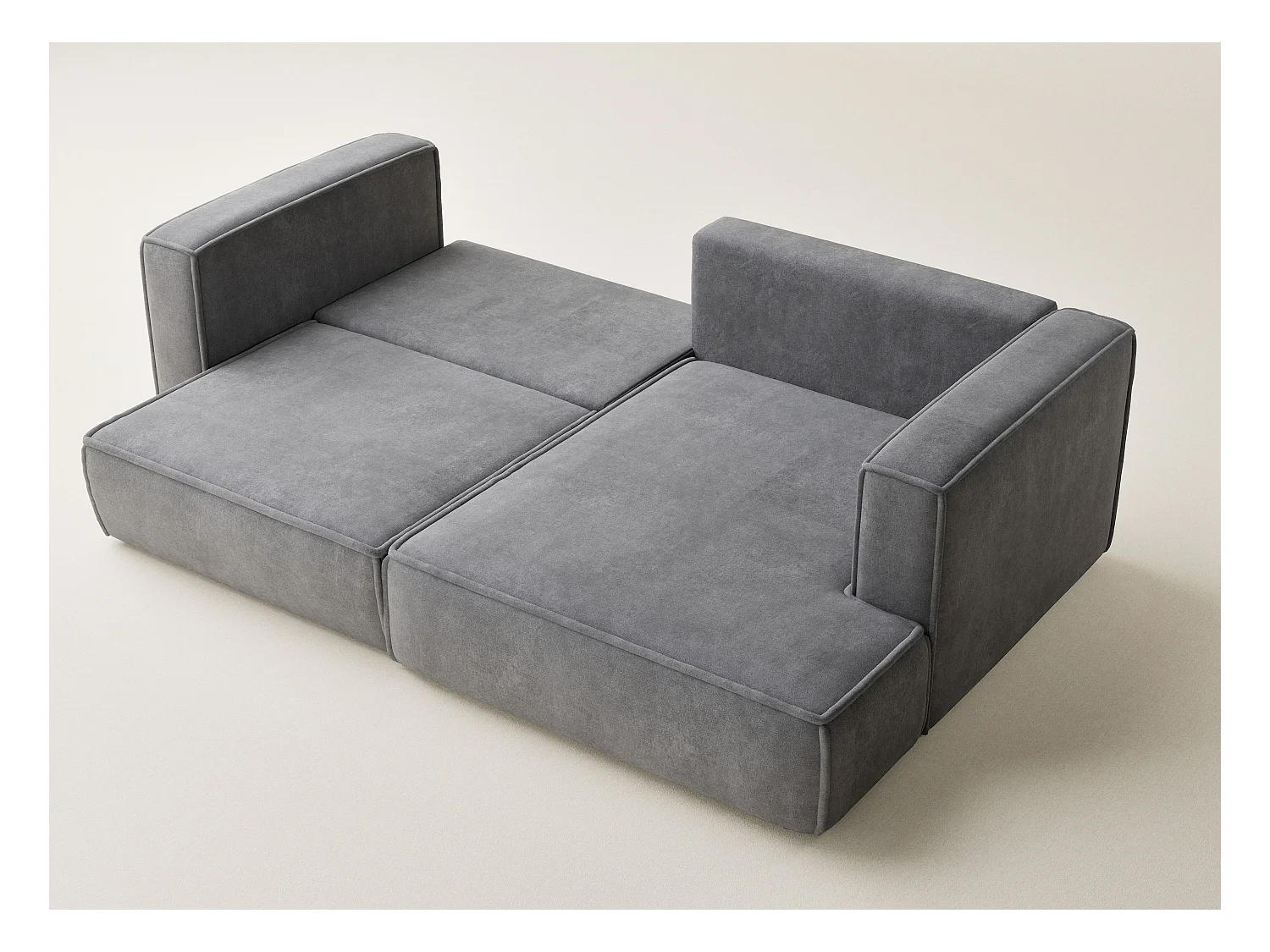 Canapé d'angle droit avec fonction lit en tissu chenille gris VELTO