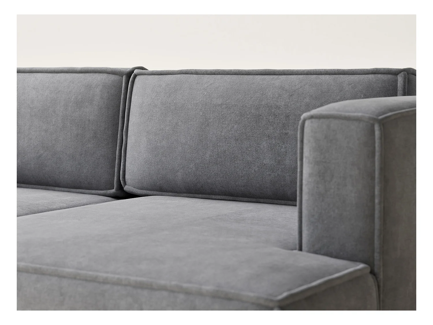 Canapé d'angle droit avec fonction lit en tissu chenille gris VELTO