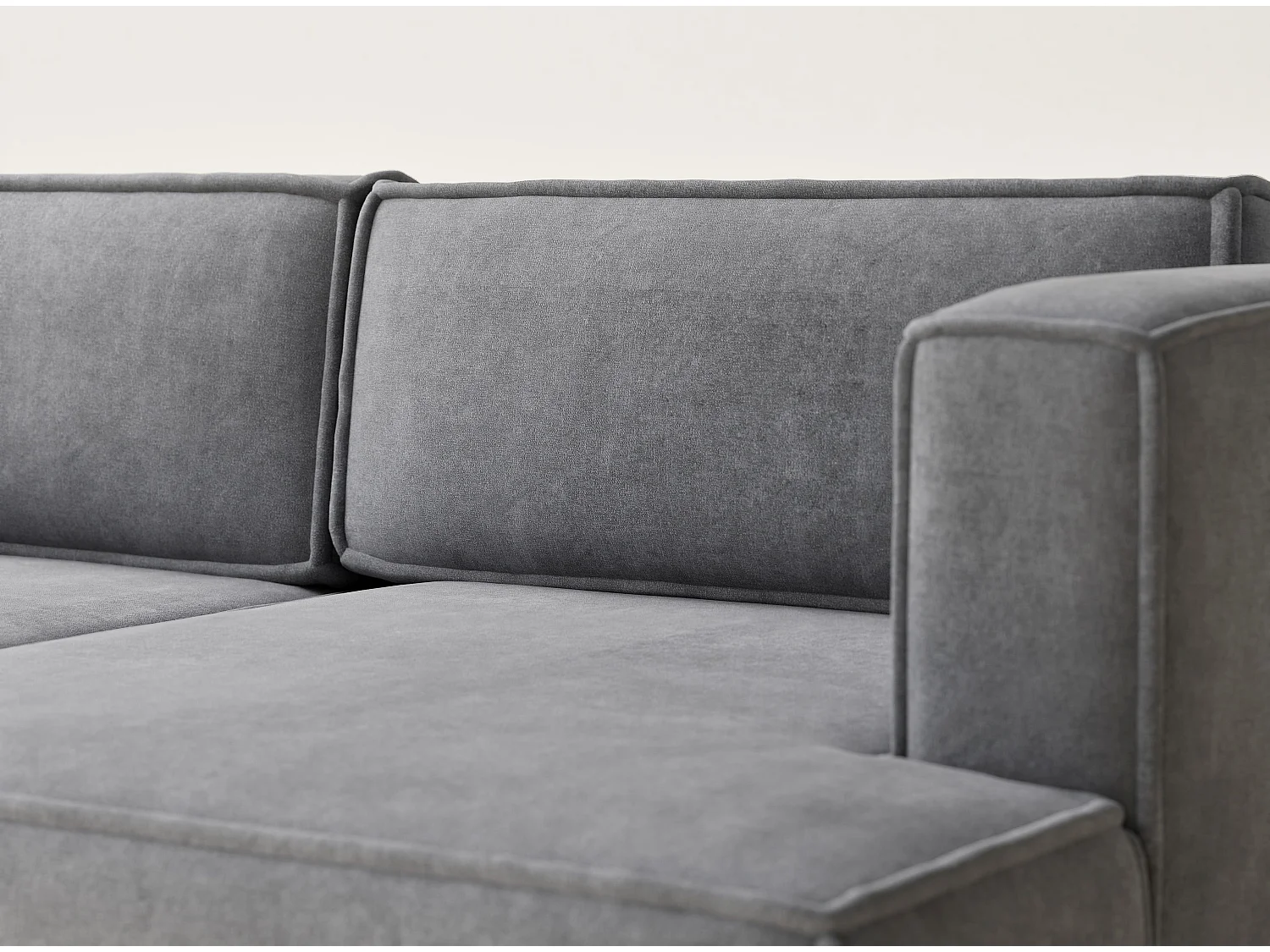 Canapé d'angle droit avec fonction lit en tissu chenille gris VELTO