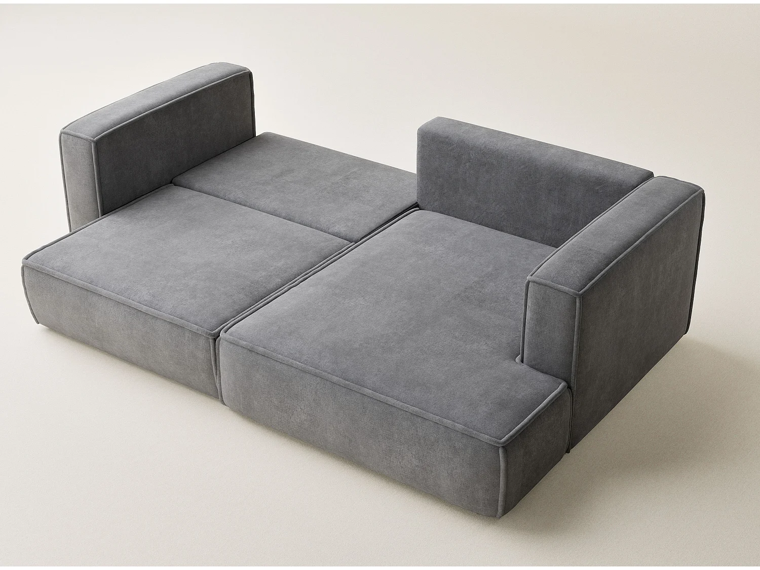 Canapé d'angle droit avec fonction lit en tissu chenille gris VELTO