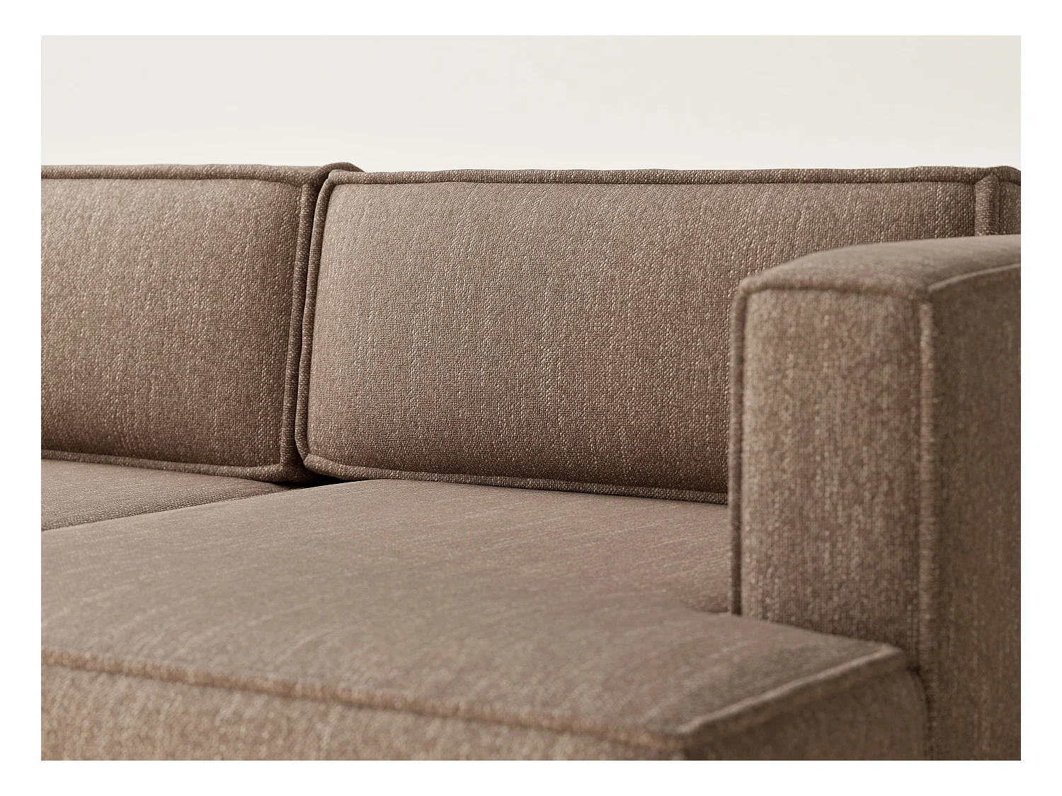 Canapé d'angle droit avec fonction lit en tissu tressé brun VELTO