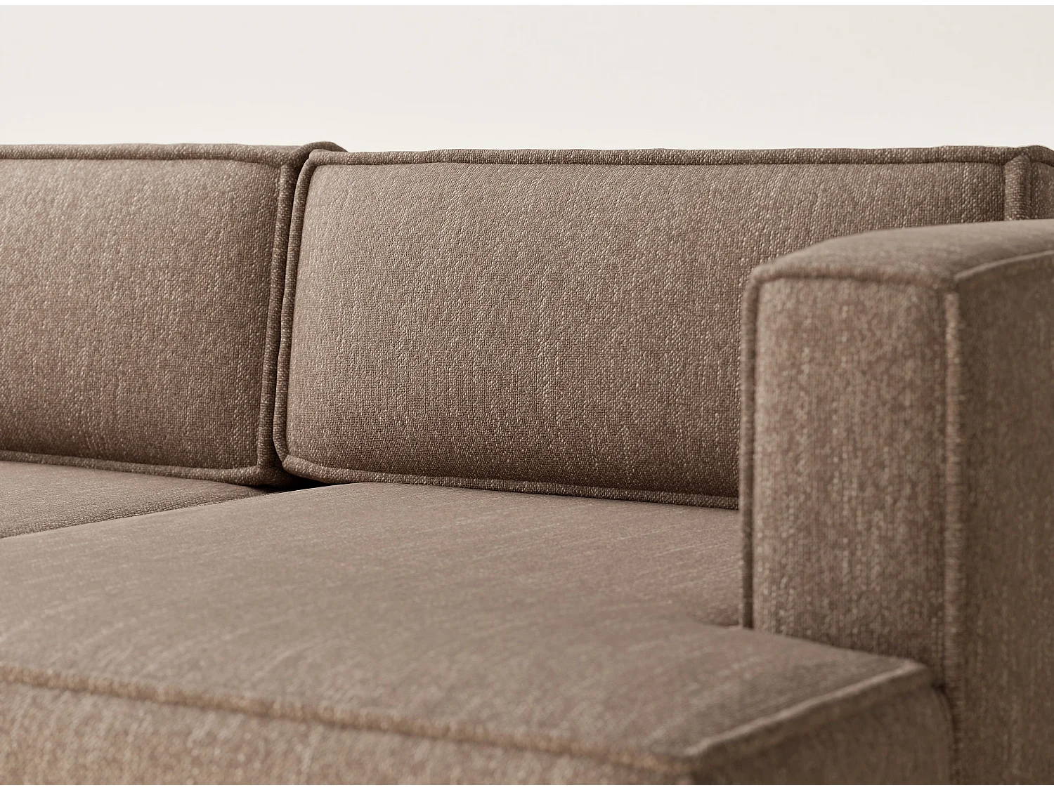 Canapé d'angle droit avec fonction lit en tissu tressé brun VELTO