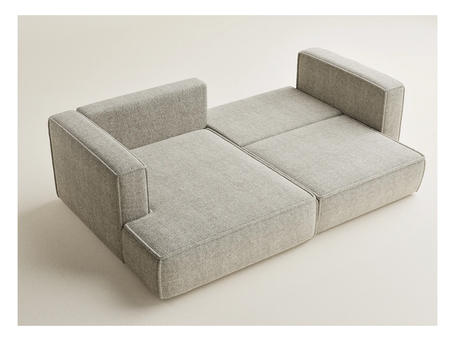 Canapé d'angle gauche avec fonction lit en tissu chenille beige VELTO