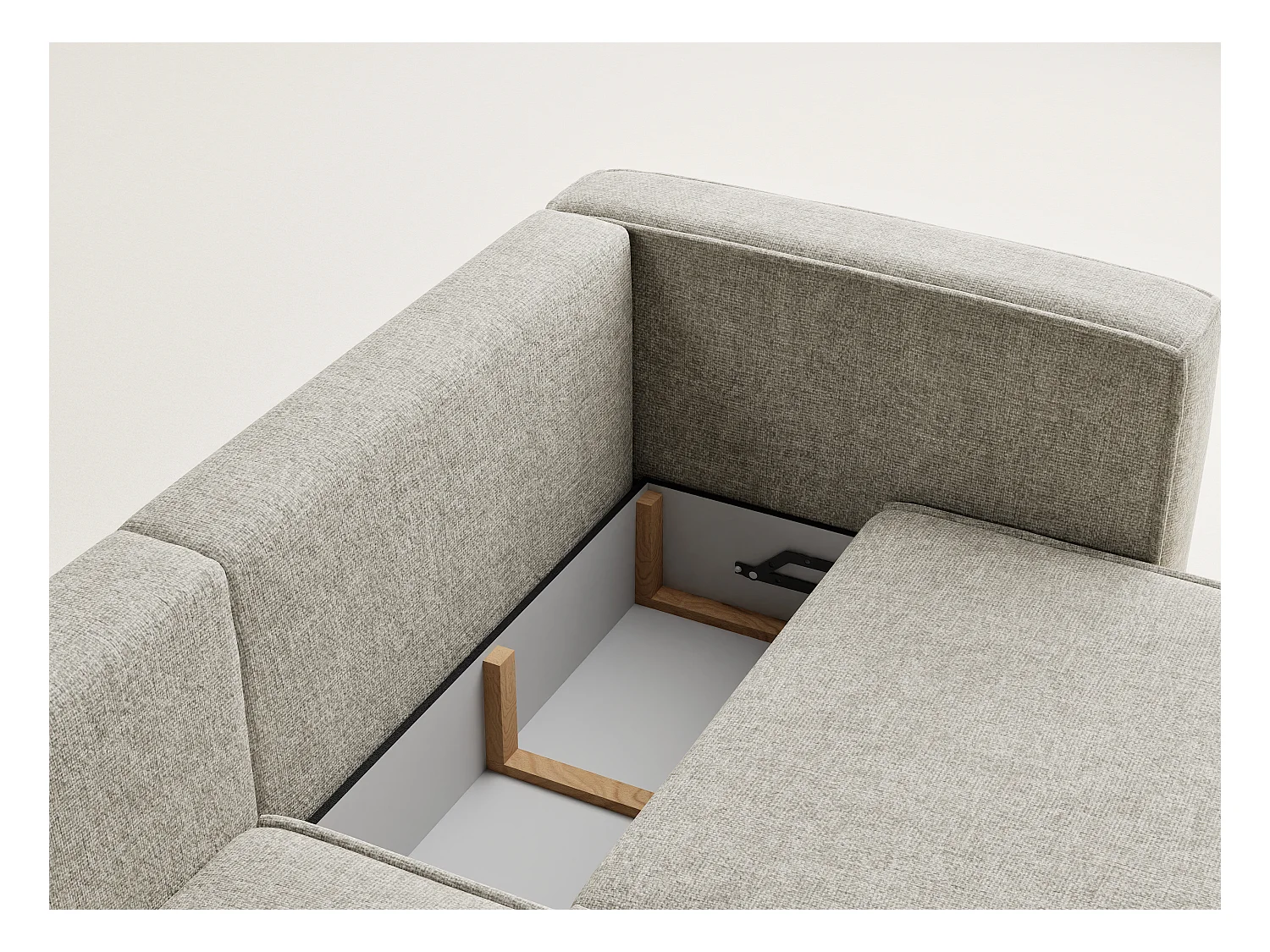 Canapé d'angle gauche avec fonction lit en tissu chenille beige VELTO