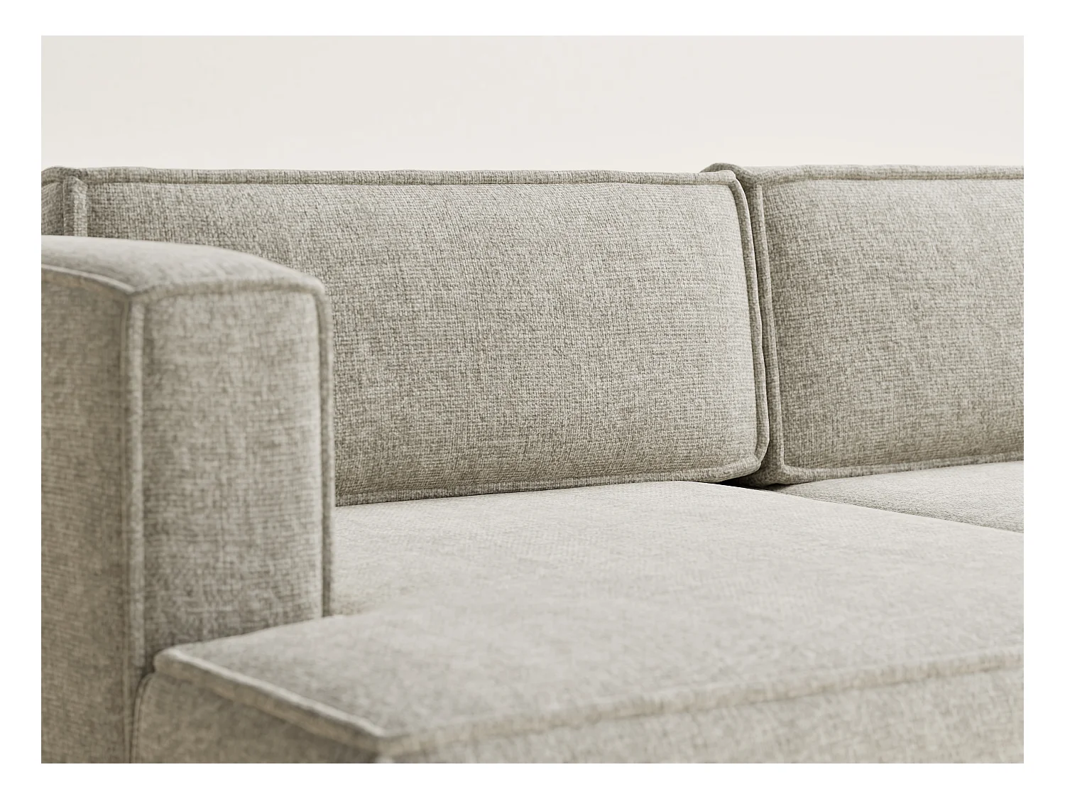 Canapé d'angle gauche avec fonction lit en tissu chenille beige VELTO