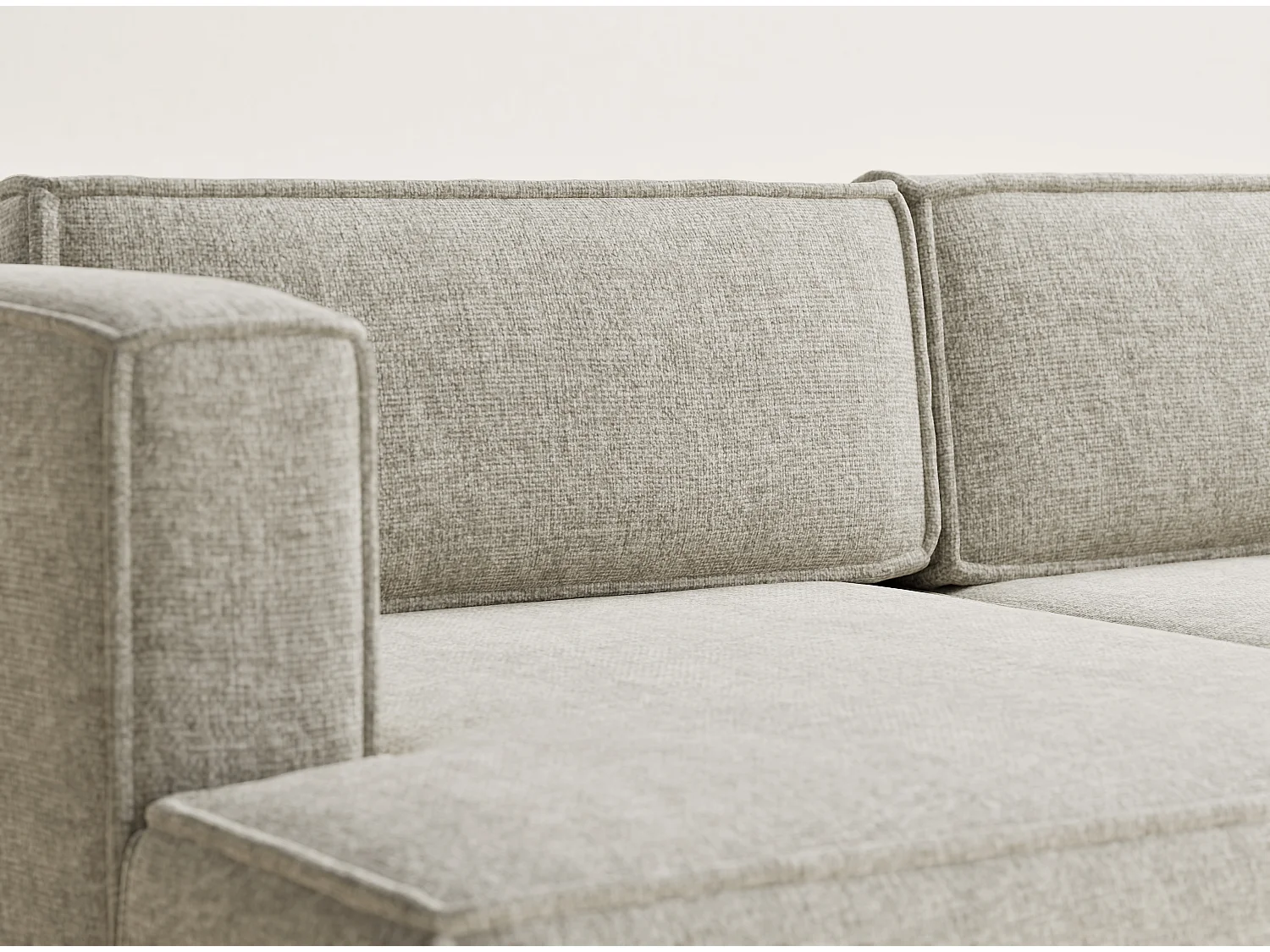 Canapé d'angle gauche avec fonction lit en tissu chenille beige VELTO