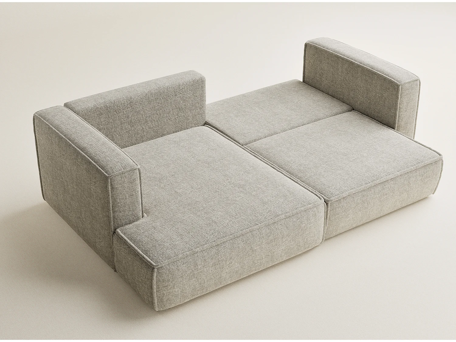 Canapé d'angle gauche avec fonction lit en tissu chenille beige VELTO