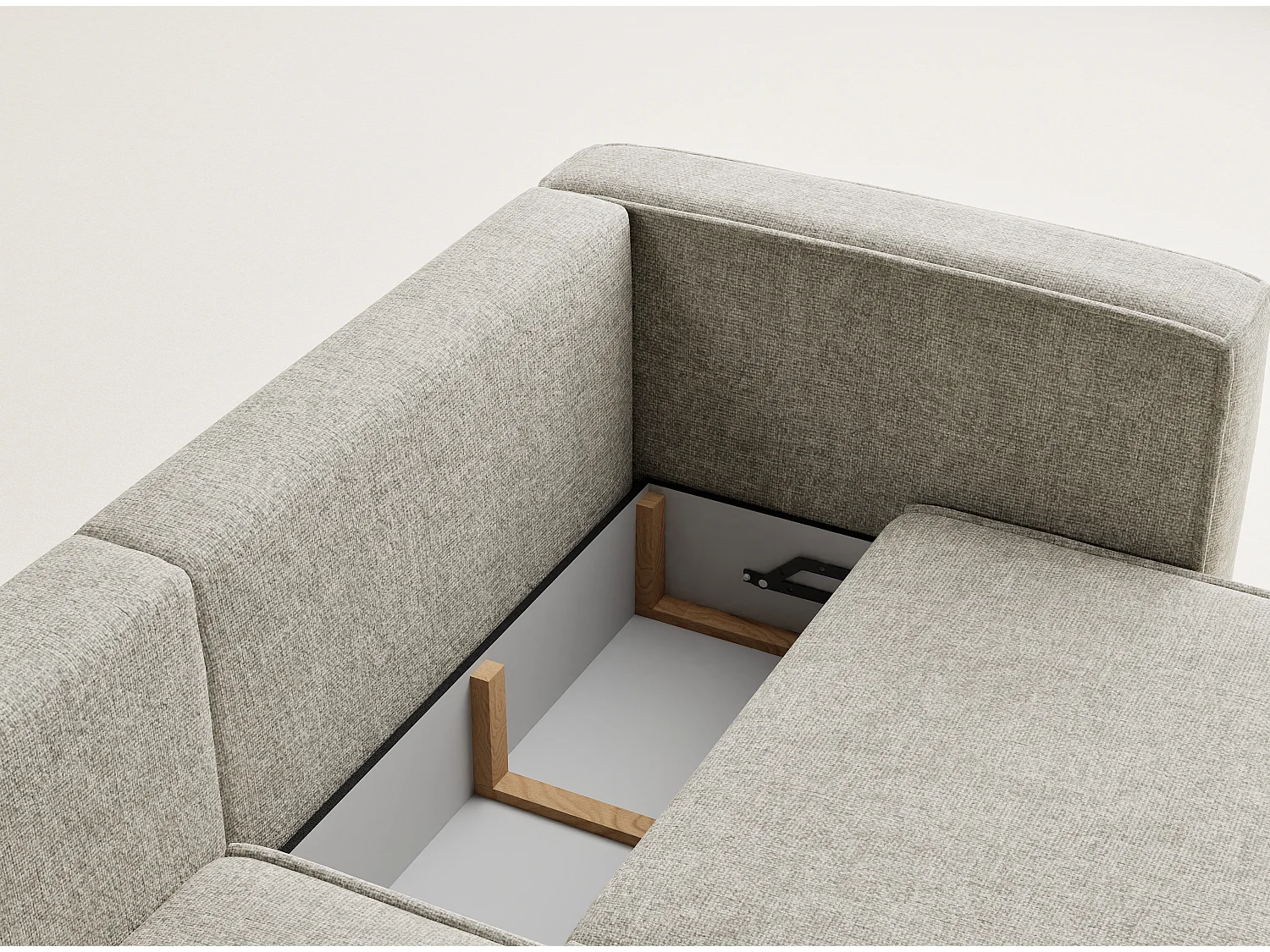 Canapé d'angle gauche avec fonction lit en tissu chenille beige VELTO