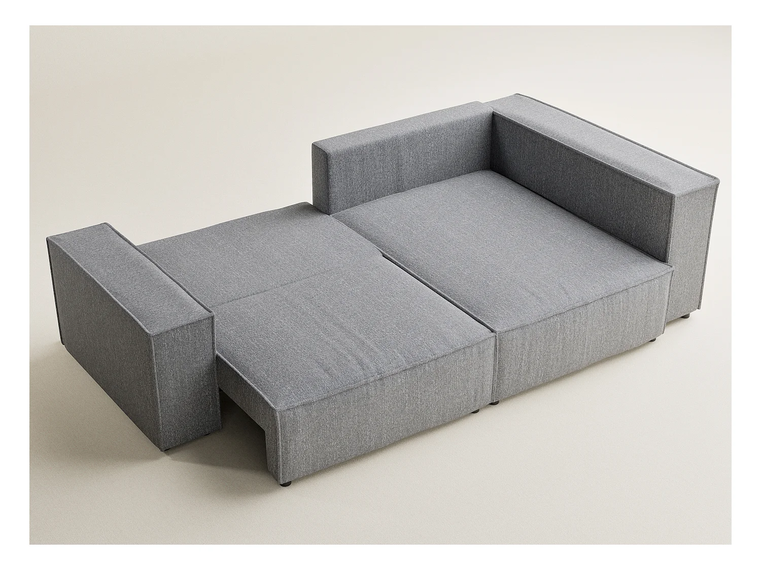 Canapé d'angle droit avec fonction lit en tissu tressé gris TONGA