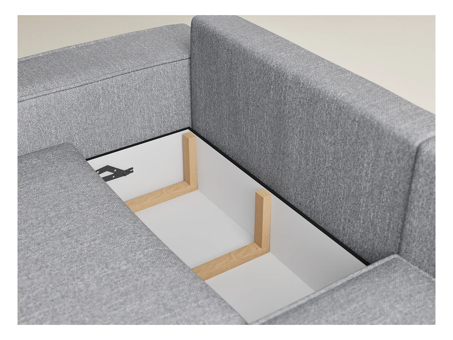 Canapé d'angle droit avec fonction lit en tissu tressé gris TONGA