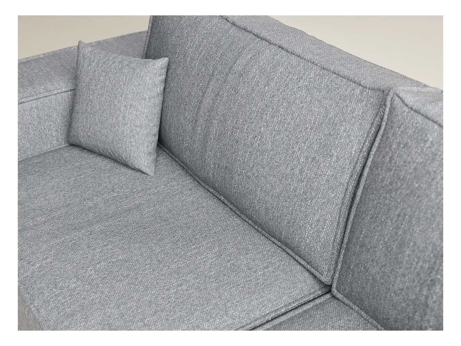 Canapé d'angle droit avec fonction lit en tissu tressé gris TONGA