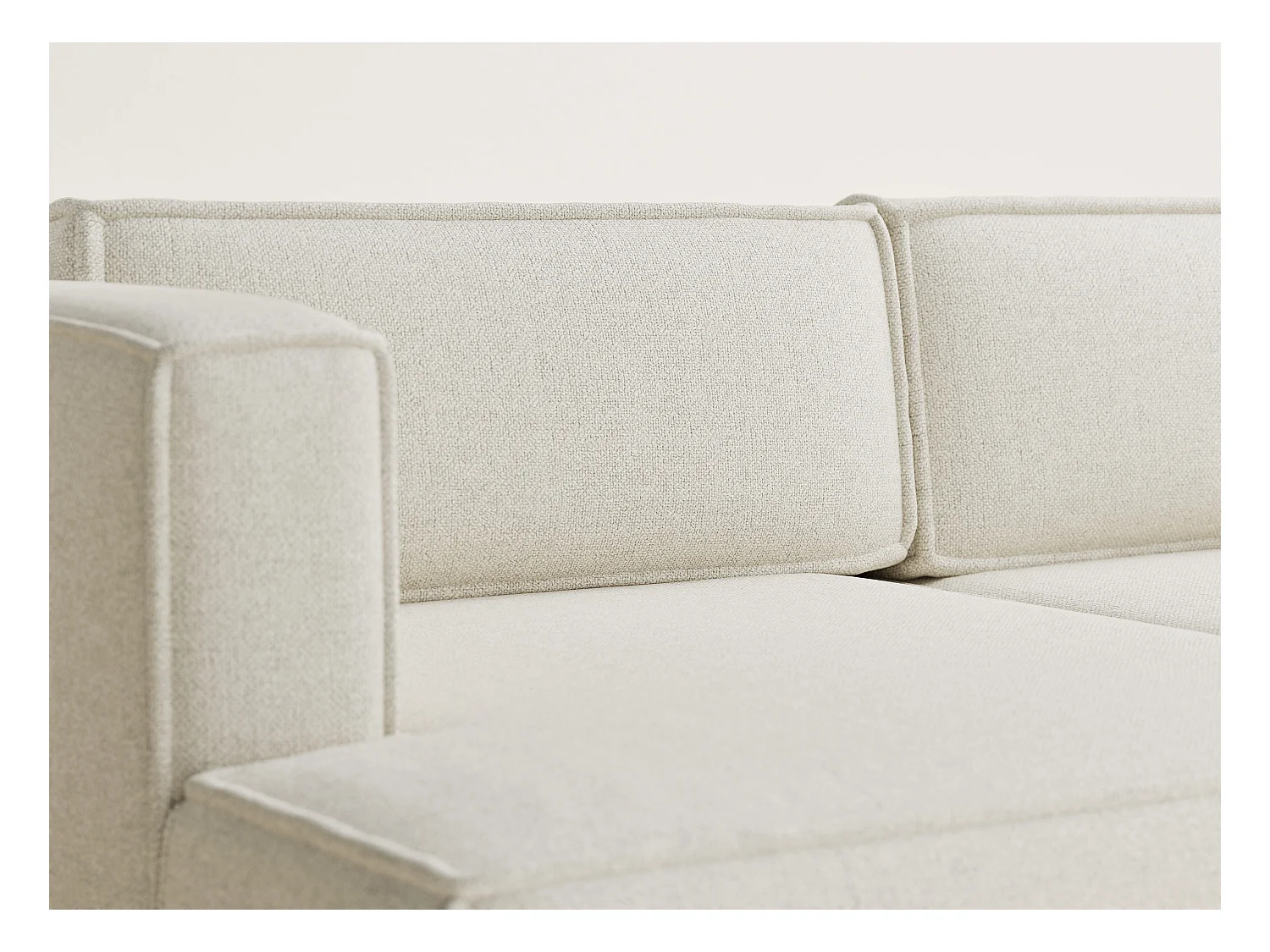 Canapé d'angle droit avec fonction lit en tissu tressé creme VELTO