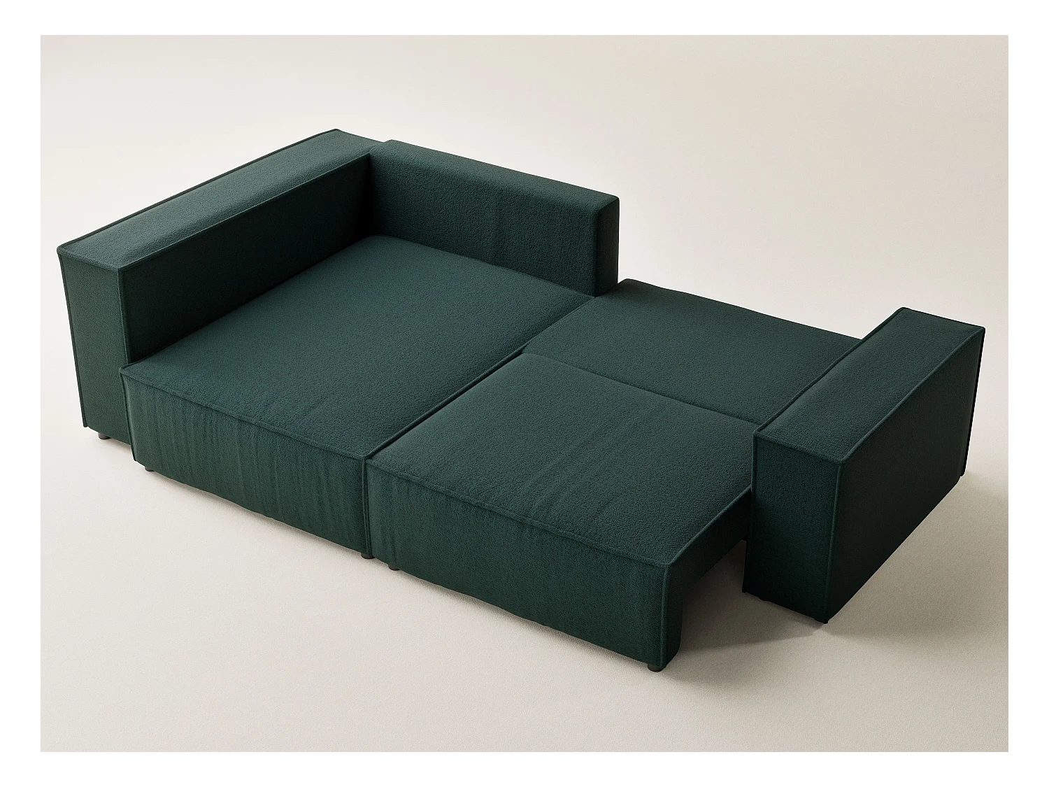 Canapé d'angle gauche avec fonction lit en tissu tressé vert foncé TONGA