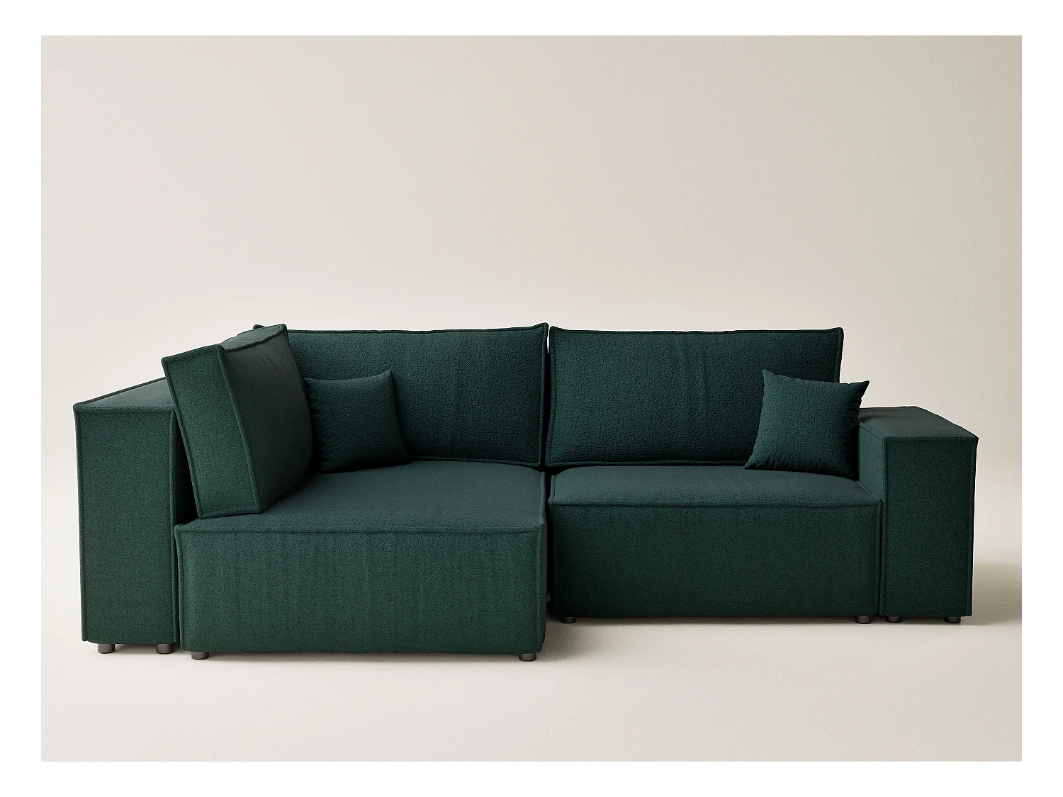 Canapé d'angle gauche avec fonction lit en tissu tressé vert foncé TONGA