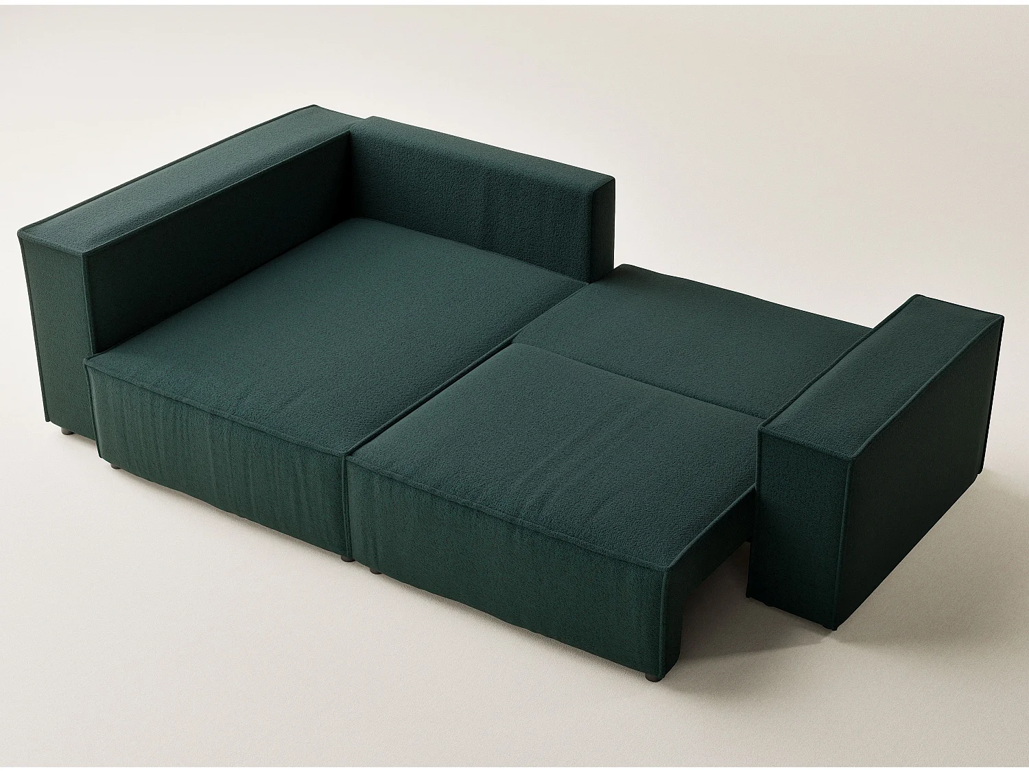 Canapé d'angle gauche avec fonction lit en tissu tressé vert foncé TONGA