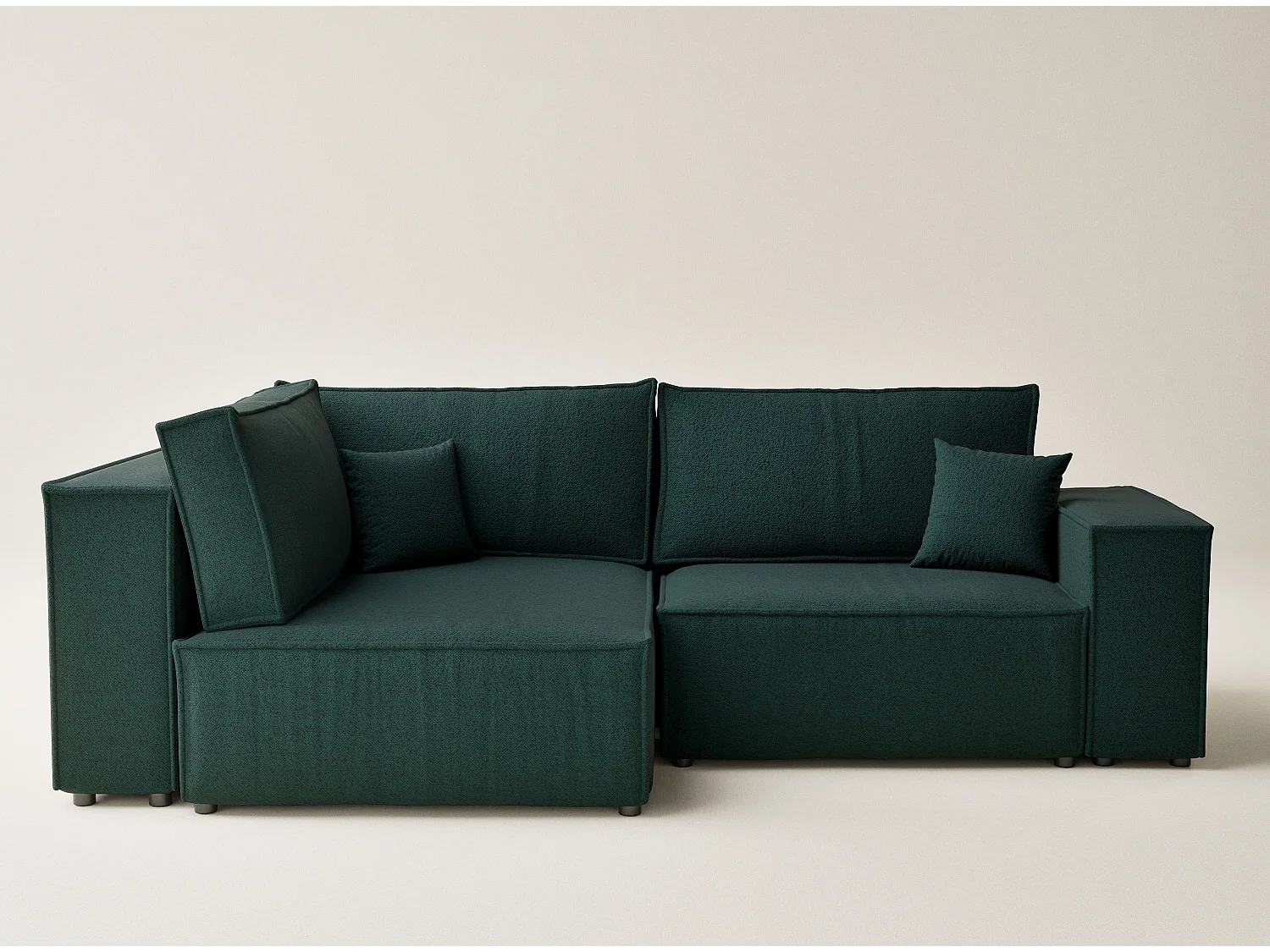 Canapé d'angle gauche avec fonction lit en tissu tressé vert foncé TONGA