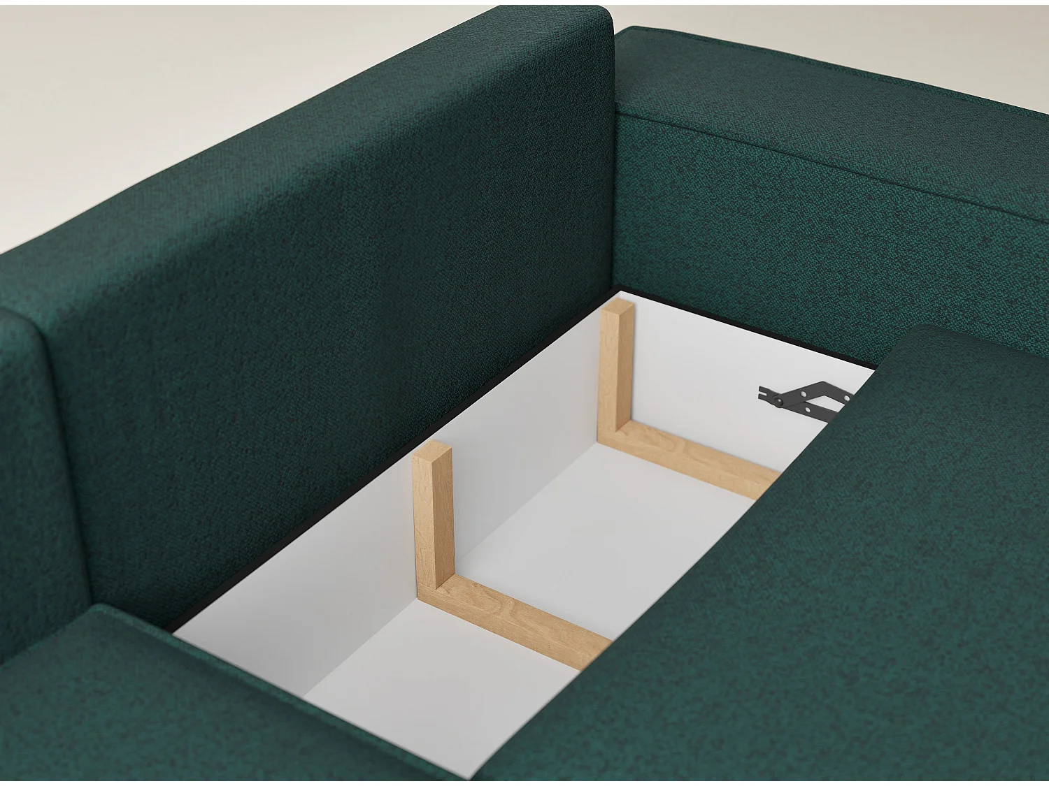 Canapé d'angle gauche avec fonction lit en tissu tressé vert foncé TONGA