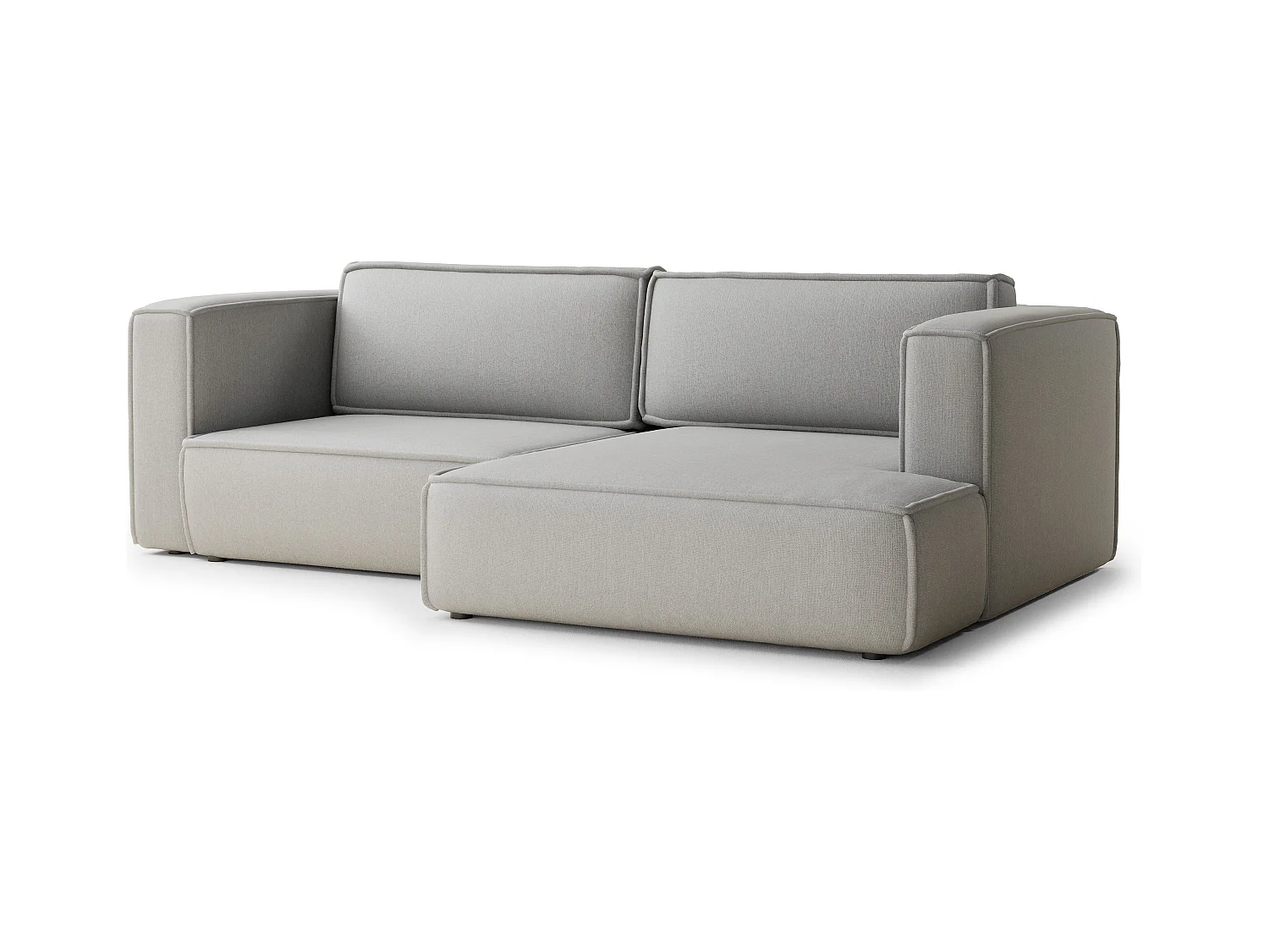 Canapé d'angle droit avec fonction lit en tissu tressé beige gris VELTO