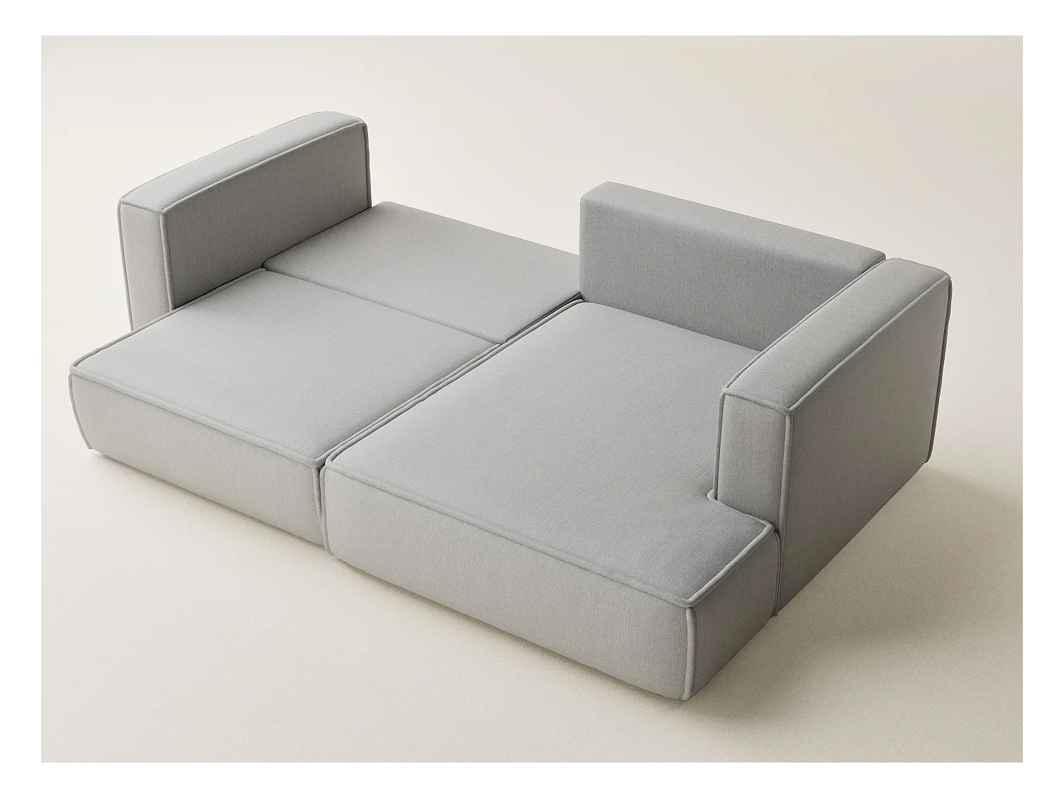 Canapé d'angle droit avec fonction lit en tissu tressé beige gris VELTO