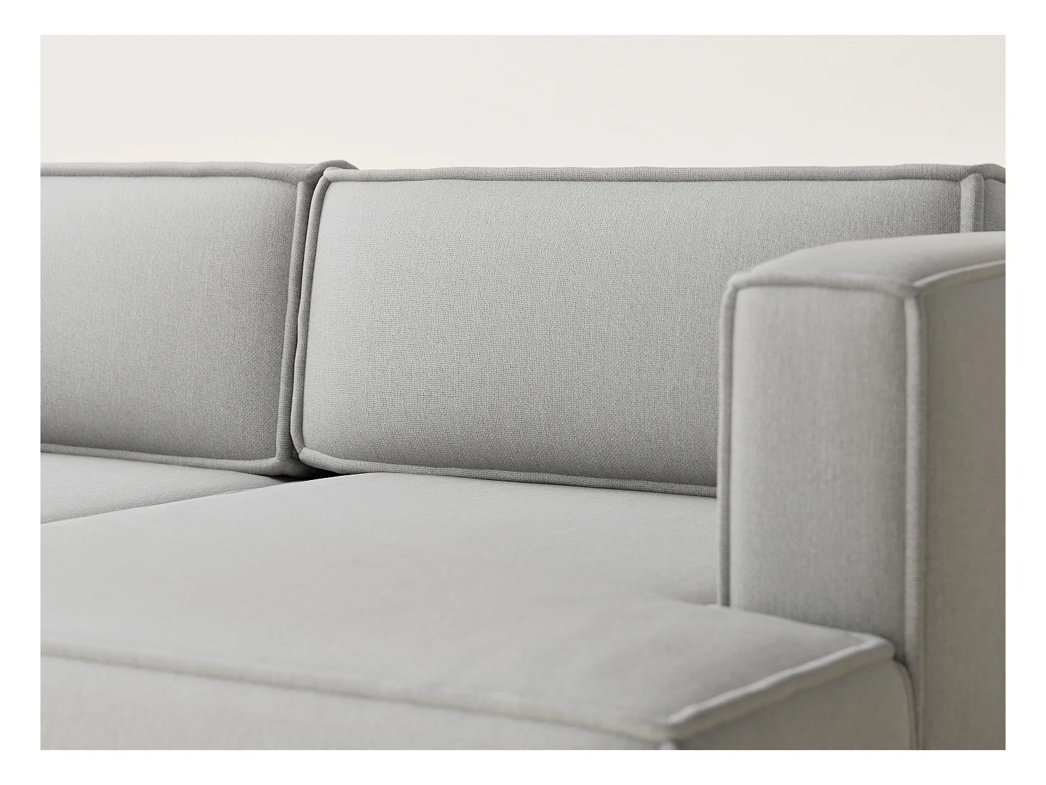 Canapé d'angle droit avec fonction lit en tissu tressé beige gris VELTO