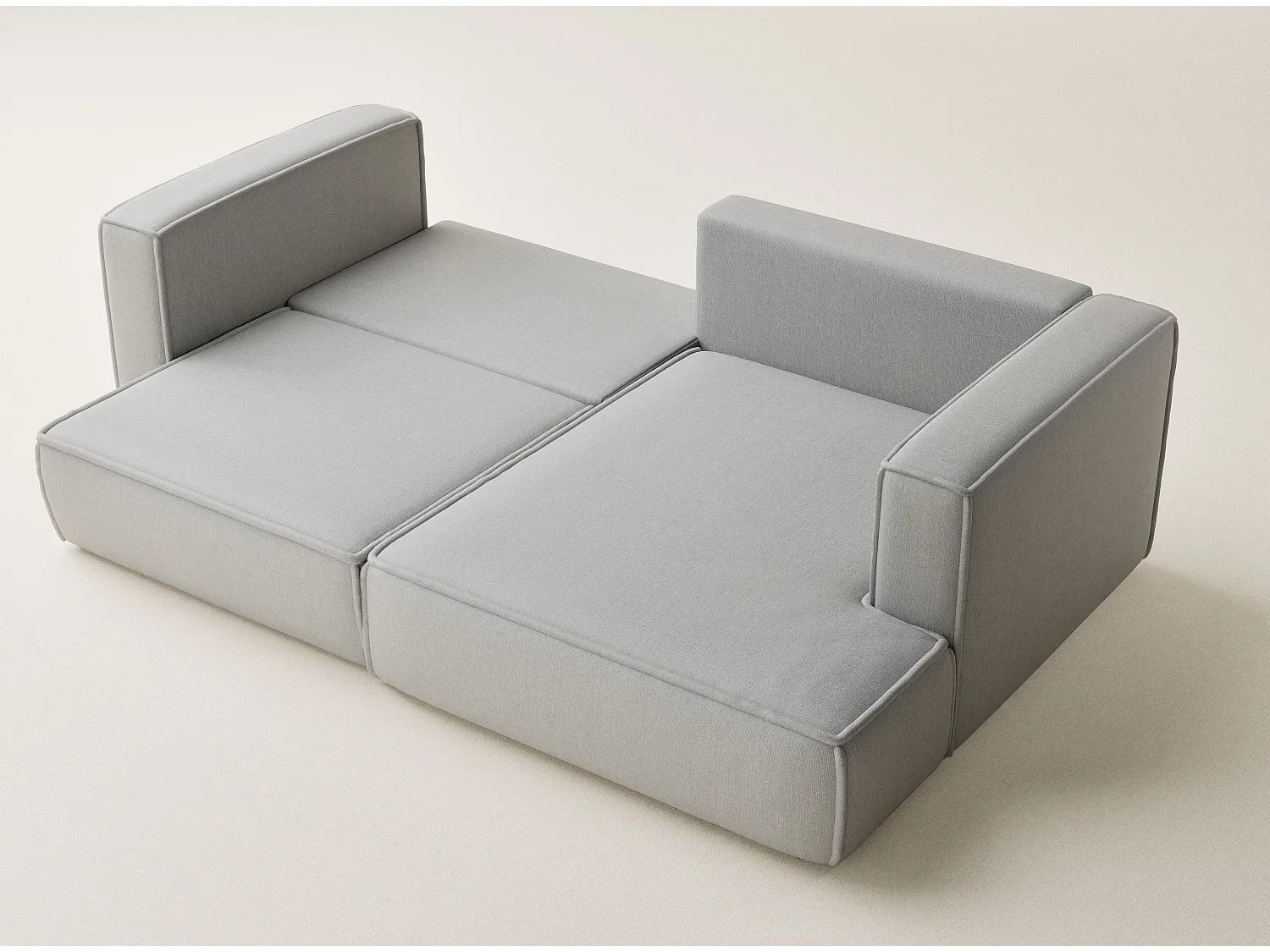 Canapé d'angle droit avec fonction lit en tissu tressé beige gris VELTO