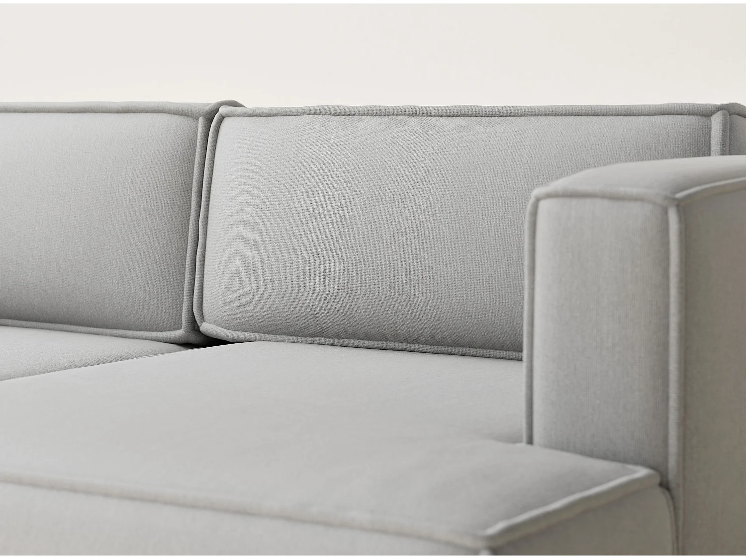 Canapé d'angle droit avec fonction lit en tissu tressé beige gris VELTO