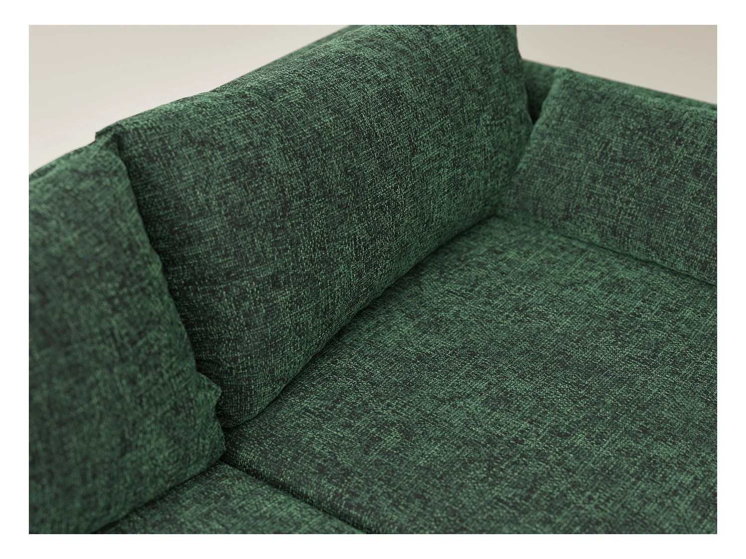 Canapé d'angle gauche avec fonction lit en tissu chenille vert foncé LEON