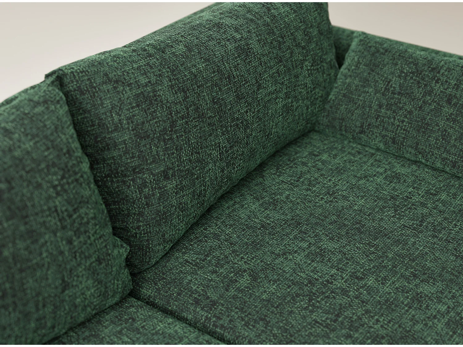 Canapé d'angle gauche avec fonction lit en tissu chenille vert foncé LEON