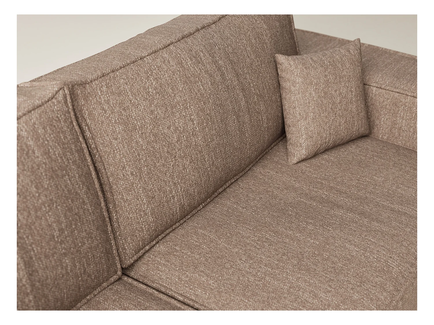 Canapé d'angle gauche avec fonction lit en tissu tressé brun TONGA