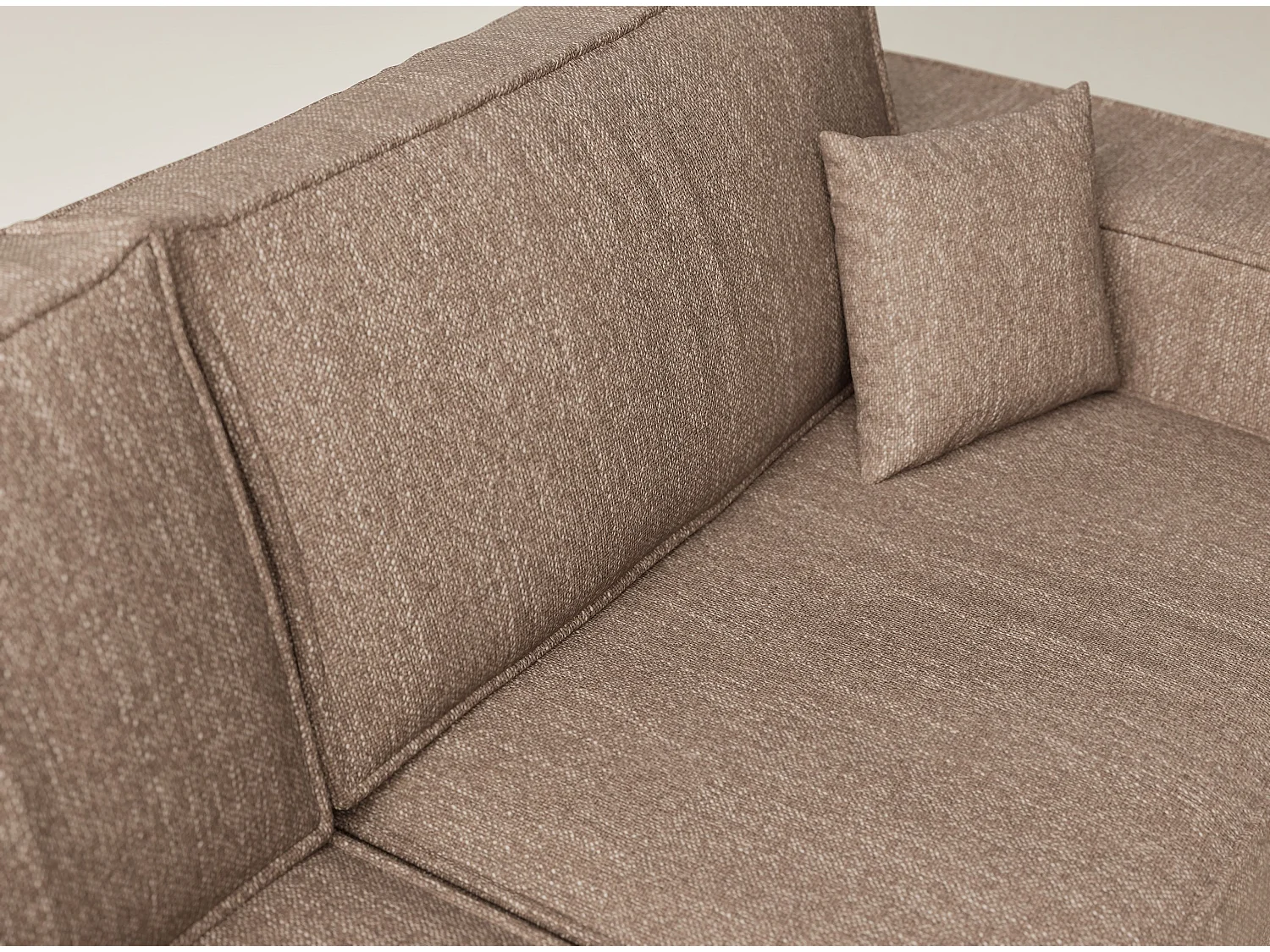 Canapé d'angle gauche avec fonction lit en tissu tressé brun TONGA