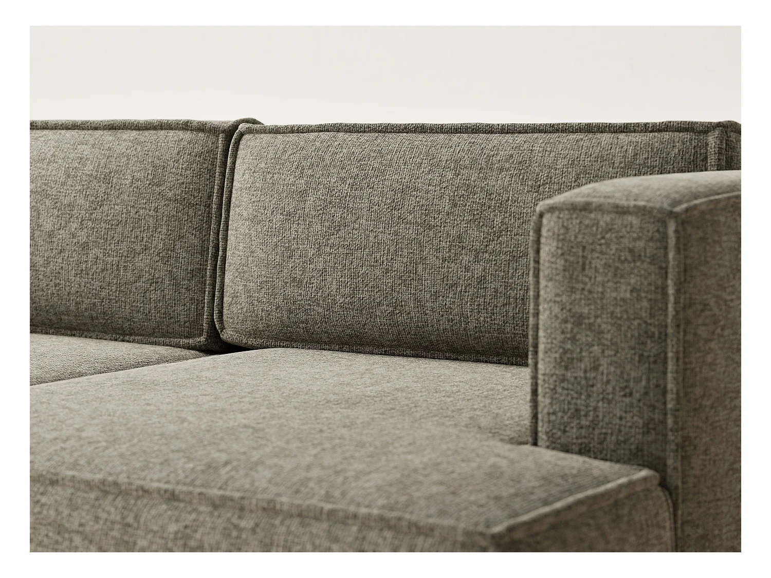 Canapé d'angle droit avec fonction lit en tissu chenille taupe VELTO